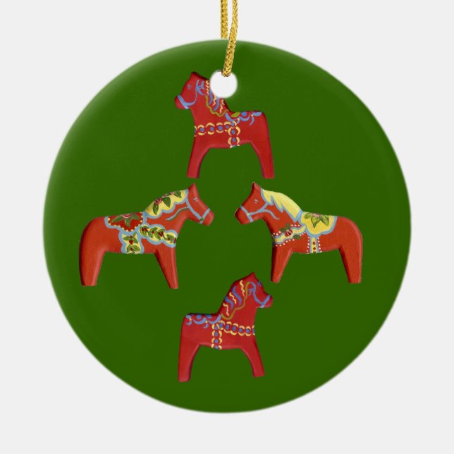 Ornement de Noël des Chevaux de Dala Rouge (Devant)