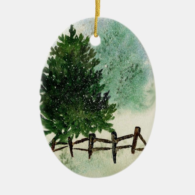 Ornement de Noël des pins neigeux (Devant)