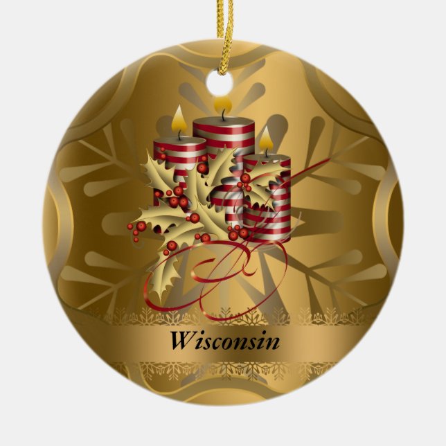 Ornement de Noël d'état du Wisconsin (Devant)