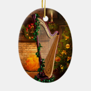 Ornement de Noël d'harpe de houx