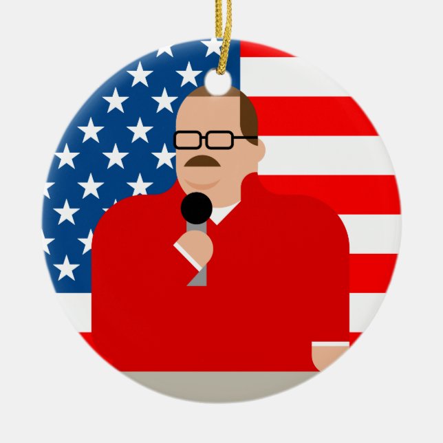 Ornement de Noël d'os de Ken : Drapeau américain (Devant)