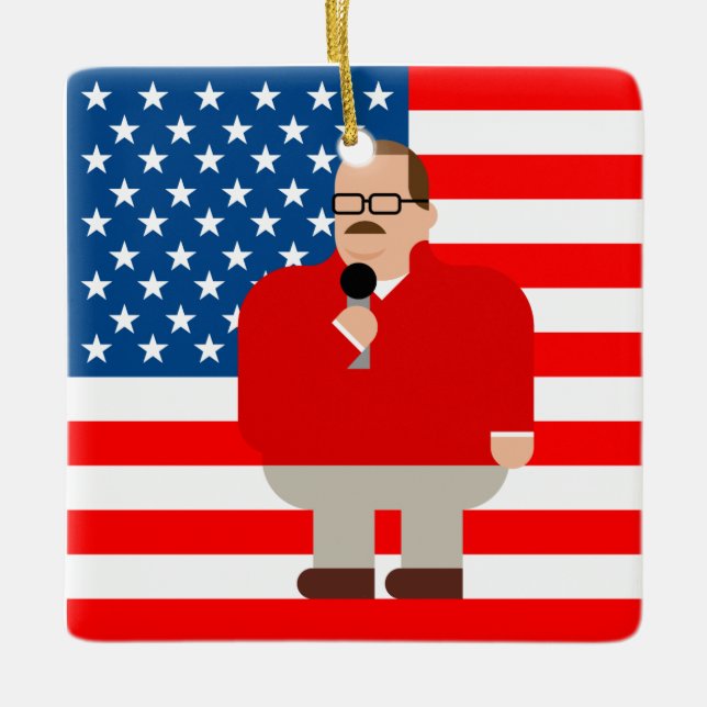 Ornement de Noël d'os de Ken : Drapeau américain (Devant)