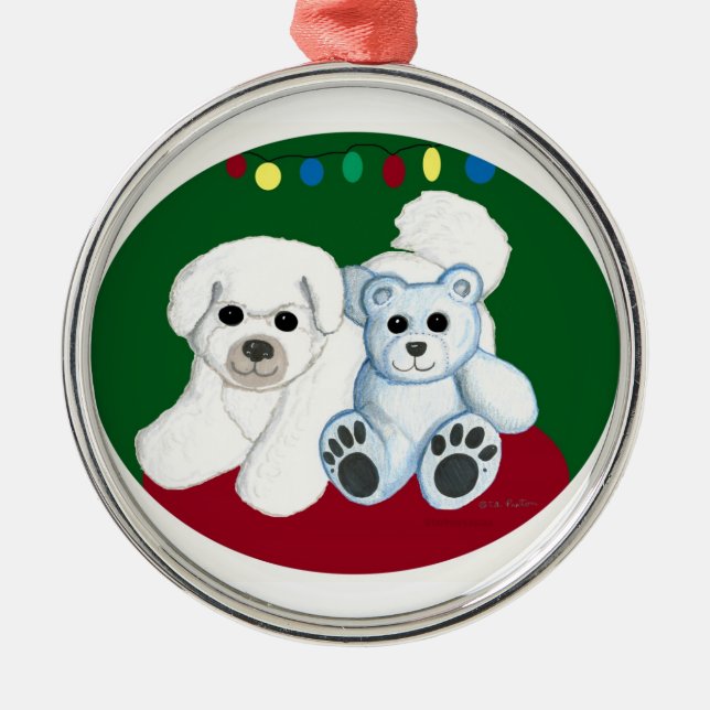Ornement de Noël d'ours du chien n de Bichon (Devant)