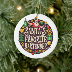 Ornement de Noël du barman personnalisé