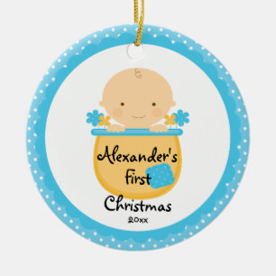 Ornement de Noël du bébé de bébé de fleur premier