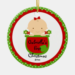 Ornement de Noël du bébé de bébé de fleur premier