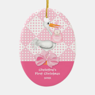 Ornement de Noël du bébé de cigogne de bébé