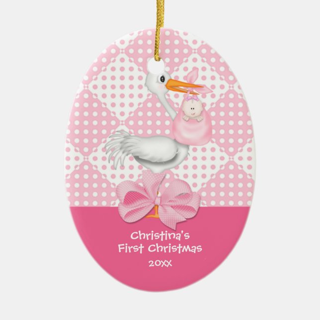 Ornement de Noël du bébé de cigogne de bébé (Devant)