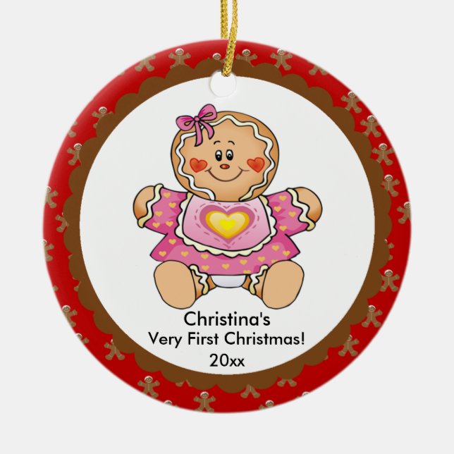Ornement de Noël du bébé de fille de pain d'épice (Devant)