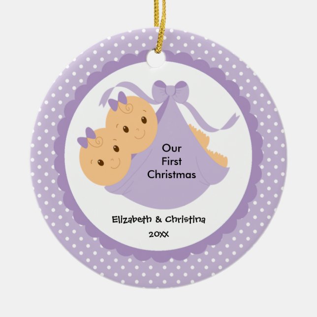 Ornement de Noël du bébé de jumeaux de bébés (Devant)