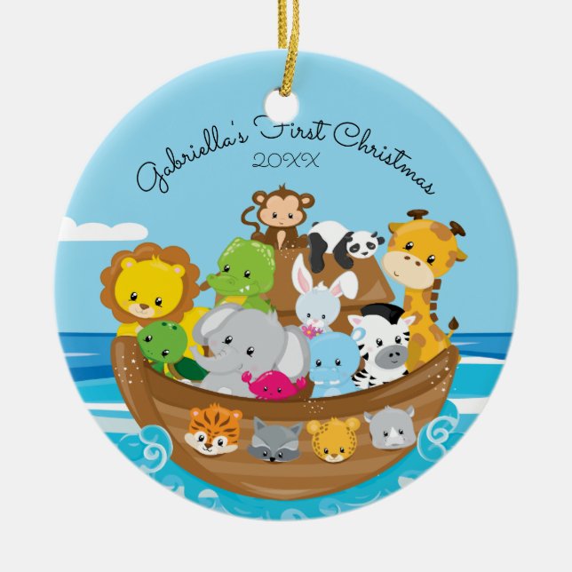 Ornement de Noël du bébé de l'arche de Noé mignon (Devant)
