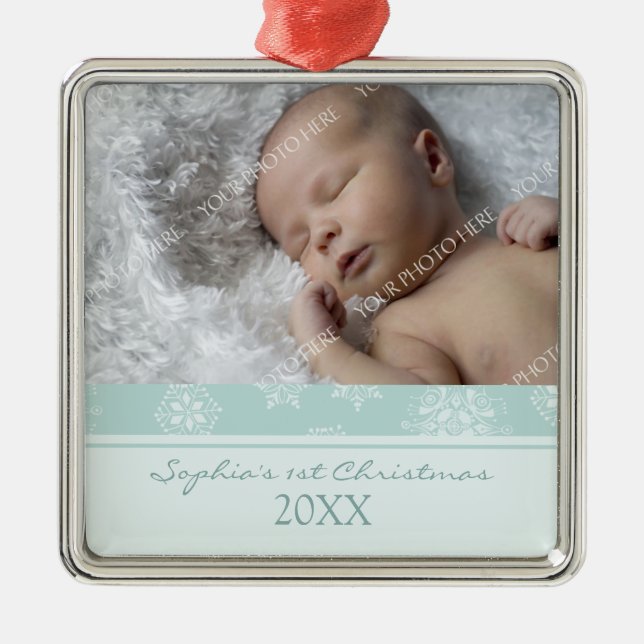 Ornement de Noël du bébé de photo ęr (Devant)