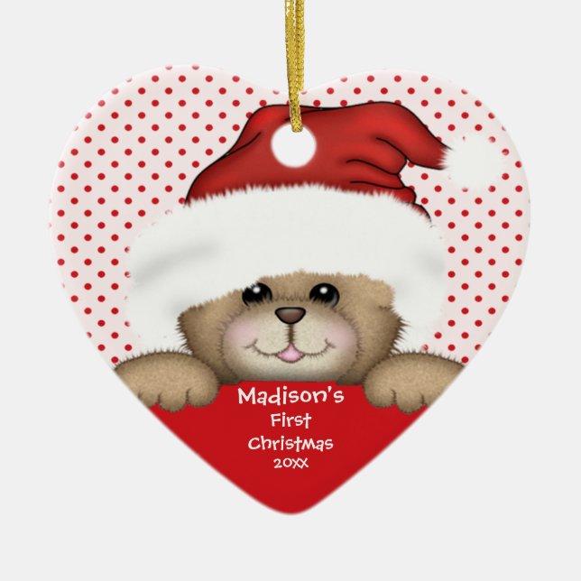 Ornement de Noël du bébé d'ours de Père Noël (Devant)