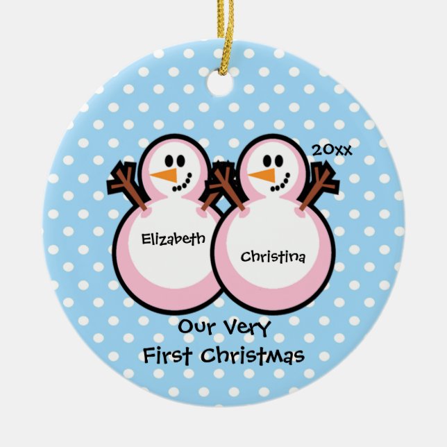 Ornement de Noël du bébé jumeau de filles de (Devant)