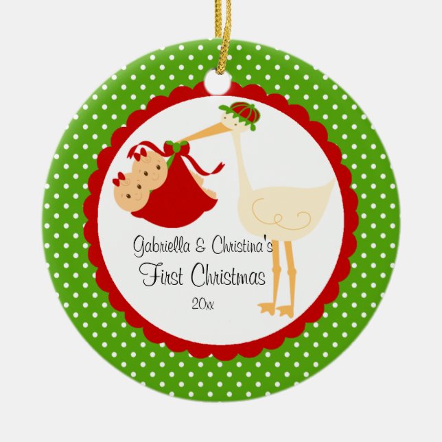 Ornement de Noël du bébé jumeau de filles de (Devant)