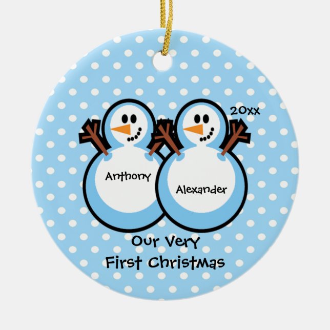 Ornement de Noël du bébé jumeau de garçons de (Devant)