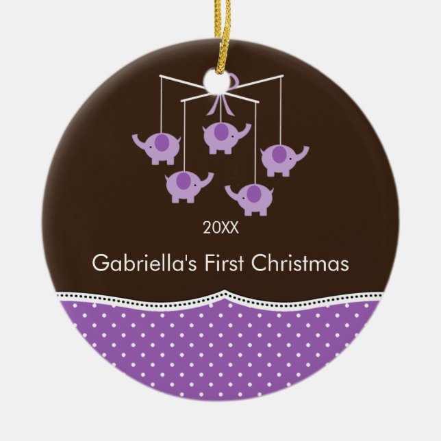 Ornement de Noël du bébé mobile d'éléphant premier (Devant)