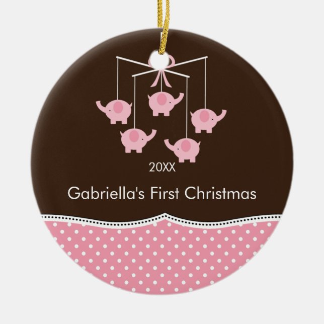 Ornement de Noël du bébé mobile d'éléphant premier (Devant)