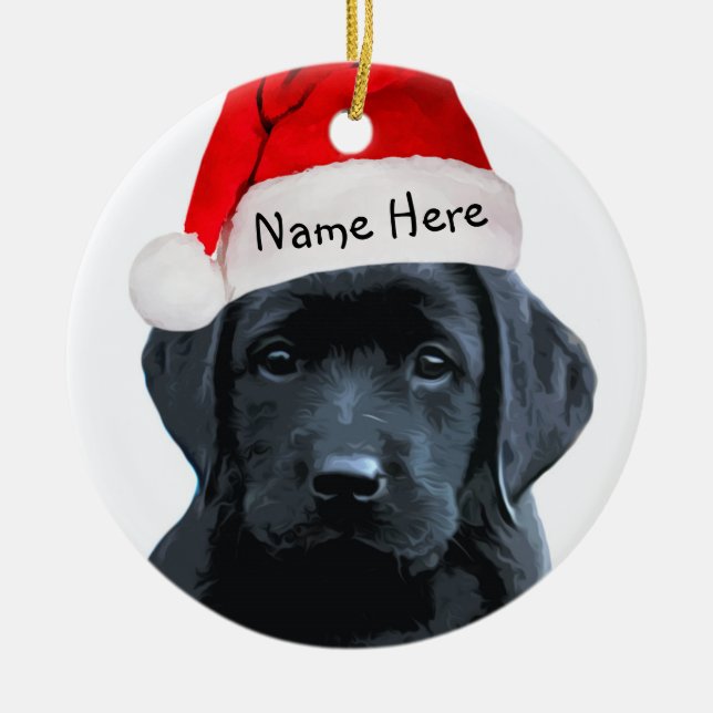 Ornement de Noël du Black Lab Père Noël (Devant)