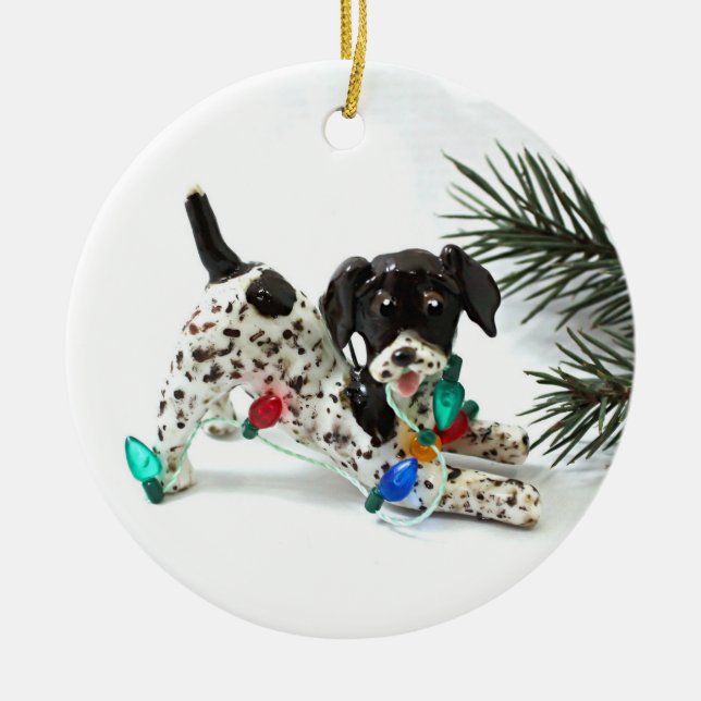 Ornement de Noël du chien de pointer à cheveux cou (Devant)