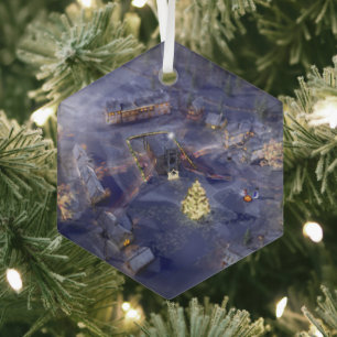 Ornement de Noël du village de montagne
