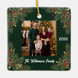 Ornement de Noël en céramique avec photo de famill