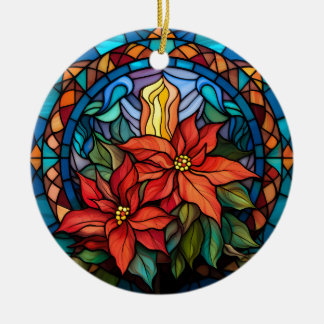 Ornement de Noël en céramique avec Pointsettia