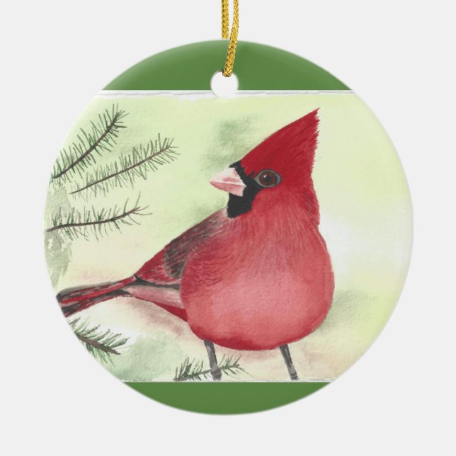 Ornement de Noël en céramique cardinale (Devant)