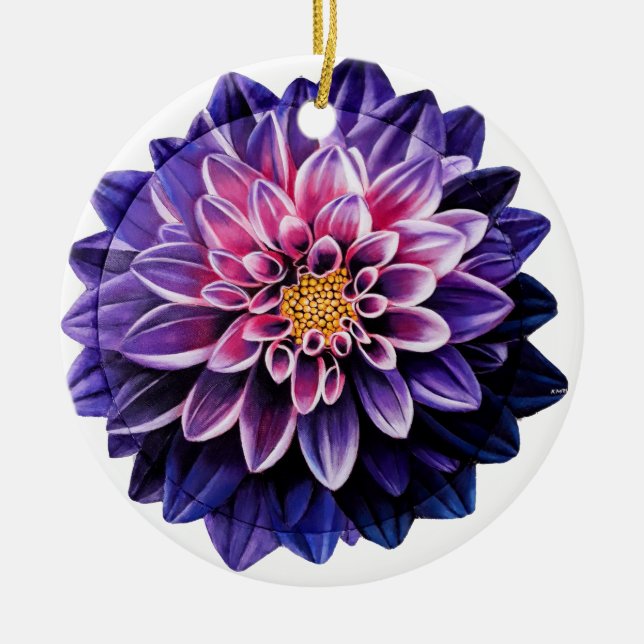 Ornement de Noël en céramique Dahlia (Devant)