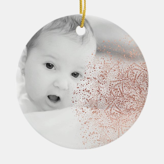 Ornement de Noël en céramique de flocon d'or (Devant)