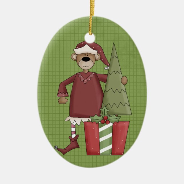 Ornement de Noël en céramique de l'ours de vacance (Devant)