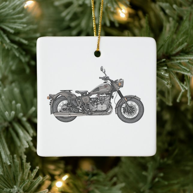 Ornement de Noël en céramique de moto urale (Arbre)