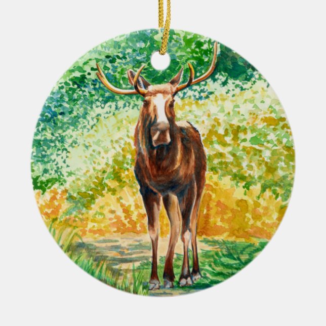 Ornement de Noël en céramique d'orignal (Devant)