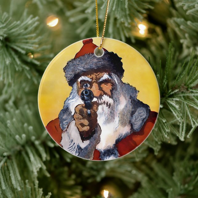Ornement de Noël en céramique Père Noël déplaisant (Arbre)
