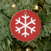 Ornement de Noël en céramique rouge flocon de neig