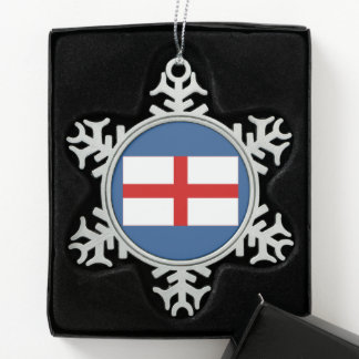 Ornement de Noël en étain flocon de neige drapeau 