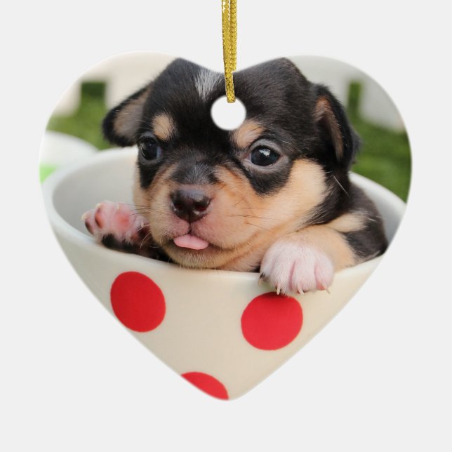 Ornement de Noël en forme de cœur pour Chihuahua a (Devant)