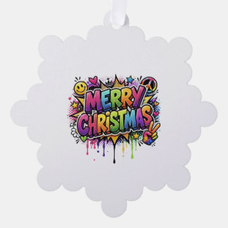 Ornement de Noël en papier Joyeux Noël Graffiti Fê