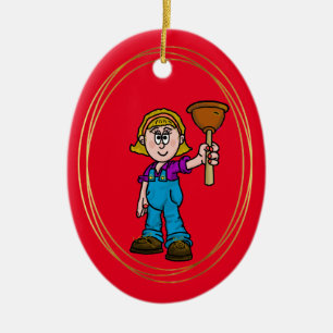 Ornement de Noël en plombier féminin