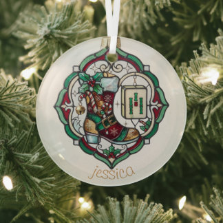 Ornement de Noël en verre coloré Mahjong