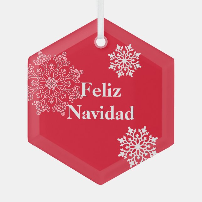 Ornement de Noël en verre Feliz Navidad (Recto)