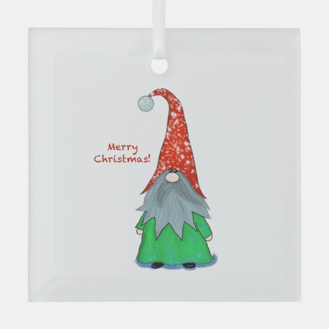 Ornement de Noël en verre Gnome (Recto)