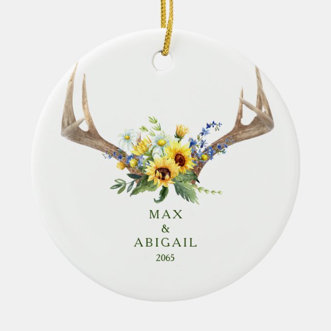 Ornement de Noël Fleurs de soleil Antlers Couple N (Devant)