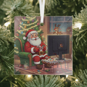 Ornement de Noël gamer Santa