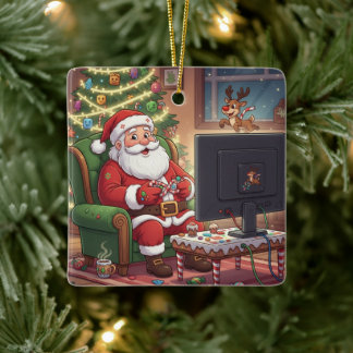 Ornement de Noël gamer Santa