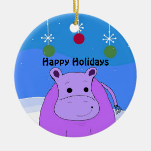 Ornement de Noël Hippopotame Violet
