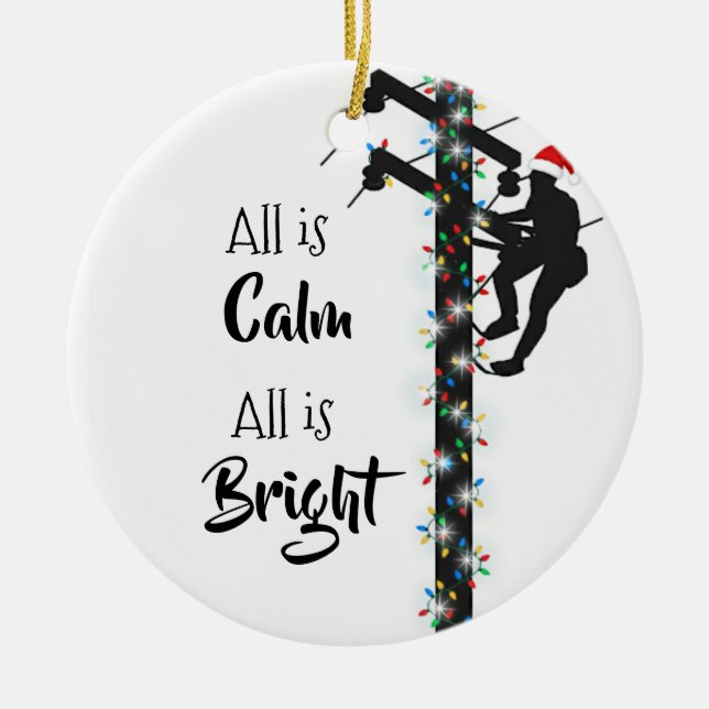 Ornement de Noël Lineman/Linemen personnalisé (Devant)