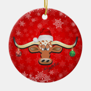 Ornement de Noël Longhorn Steer