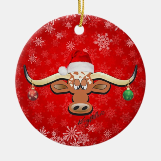 Ornement de Noël Longhorn Steer (Devant)