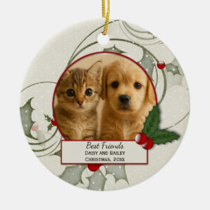 Ornement de Noël Meilleurs Amis Chaton et Chiot